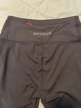 Spyder Black Leggings with Small Red Logo Accent
